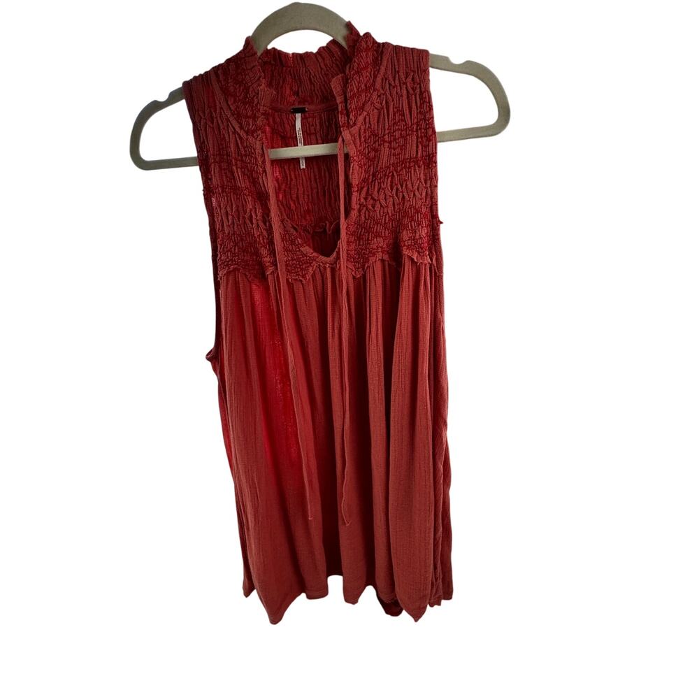 Free People Boho Lightweight Sleeveless Smocked Mini Dress Women's Size Large - Picture 5 of 9